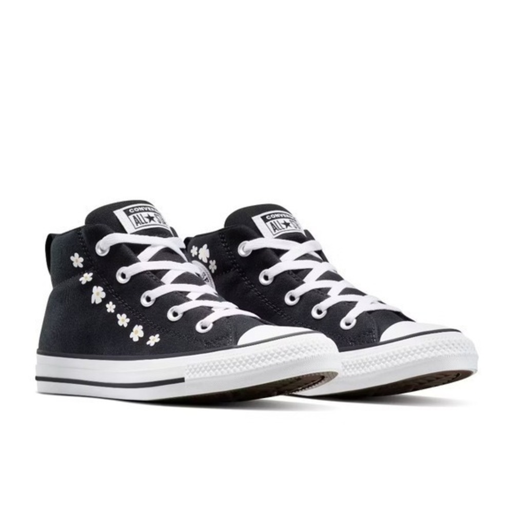 Converse Chuck Taylor All Star Street Sneaker Women's 8.5 Mid-Top Black Flowers - Picture 7 of 8